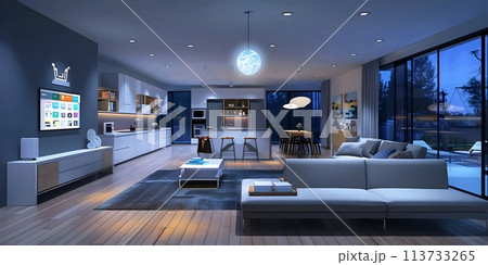 Smart Home Utilizes Modern Technology Enhancing Efficiency and Comfort 113733265