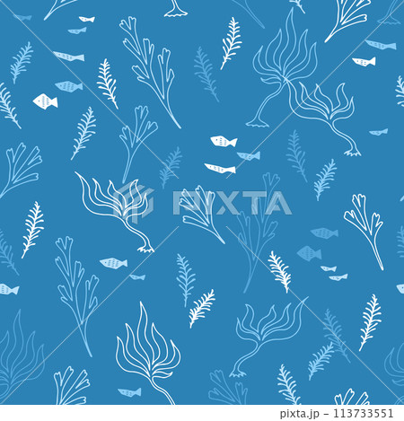 海草と海の生き物のパターン 113733551