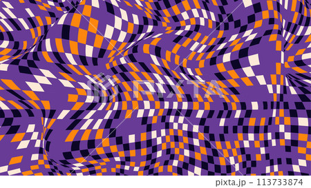 Purple and orange checkered optical illusion art 113733874