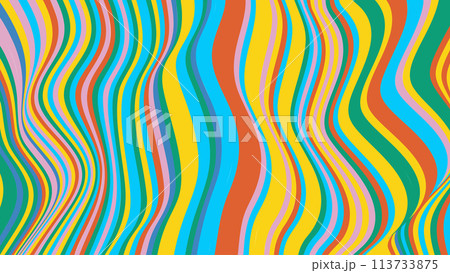 Colorful Rainbow Striped Wavy Pattern Design 113733875