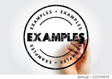 Examples text stamp, concept background 113734070