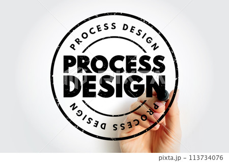 Process Design text stamp, concept background 113734076