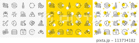 Outline Lightning bolt, Recycling and Clapping hands line icons pack for web with Roller coaster, Power, Time change line icon. Cashback, Fake news, Security confirmed pictogram icon. Vector Outline Lightning bolt, Recycling and Clapping hands line icons pack for web with Roller coaster, Power, Time change line icon. Cashback, Fake news, Security confirmed pictogram icon. Vector 113734182