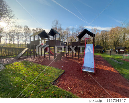 Colorful playground on yard in the park. 113734547