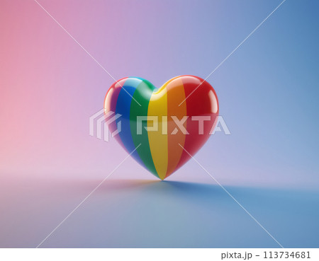 3D heart in Pride colors floats in the air 113734681