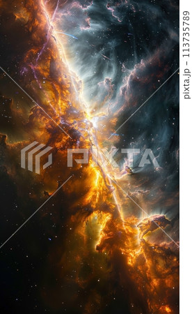 The Orion Nebula is a beautiful and complex star-forming region located about 1,350 light-years away in the constellation of Orion. 113735789