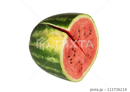 Watermelon, a staple food and natural fruit, is shown on a white background Watermelon, a staple food and natural fruit, is shown on a white background 113736219