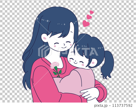 Mom and girl hugging tightly I love you mom 113737592