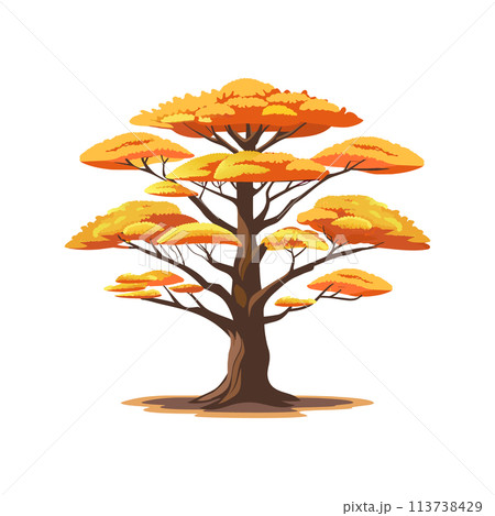 Autumn ginkgo tree isolated on white background. Blooming tree in autumn. Vector illustration 113738429