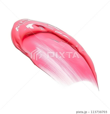 Texture of lip gloss. Smudged pink lipgloss isolated on white 113738703
