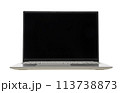 Modern portable computer mockup laptop pc isolated on white background. Frontal view. 113738873