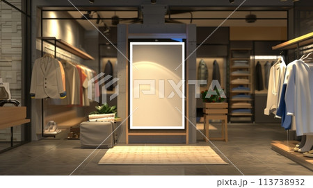 Smart Mirror Mockup in Boutique Changing Room, Futuristic Fashion, AI Created 113738932