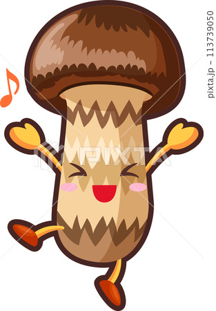 とても喜ぶかわいいマツタケのイラスト とても喜ぶかわいいマツタケのイラスト 113739050