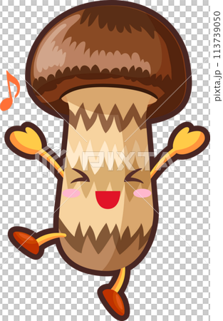 とても喜ぶかわいいマツタケのイラスト とても喜ぶかわいいマツタケのイラスト 113739050