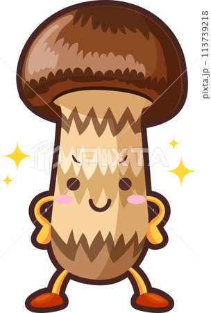 かわいいマツタケのキャラクターのイラスト かわいいマツタケのキャラクターのイラスト 113739218