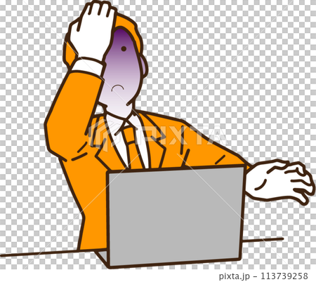 Businessman having trouble with a computer 113739258