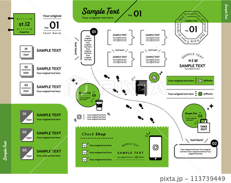 街歩き旅行のイメージ　シンプルなバナーアイコンセット 113739449