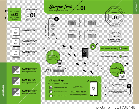 街歩き旅行のイメージ　シンプルなバナーアイコンセット 113739449