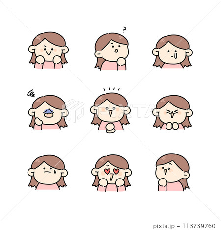 女性の表情とポーズ差分セット 女性の表情とポーズ差分セット 113739760