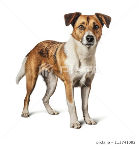 A dog in full view, distinct and vivid against a white backdrop, Ai Generated 113741092