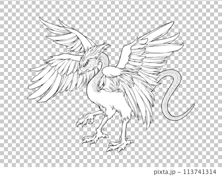 山海経(古代中国の地理書)に載っている酸与の線画イラスト 山海経(古代中国の地理書)に載っている酸与の線画イラスト 113741314