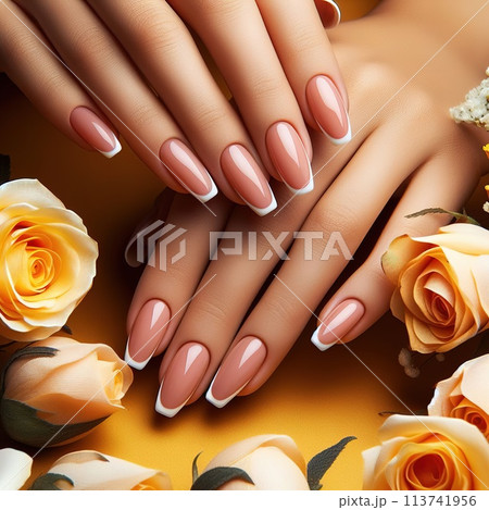 Beautiful women's manicure. Nails. Generative AI 113741956