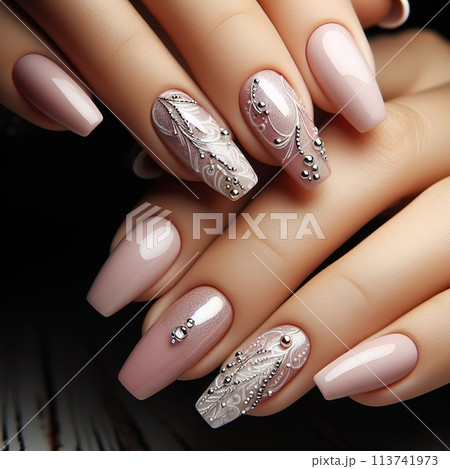 Beautiful women's manicure. Nails. Generative AI 113741973