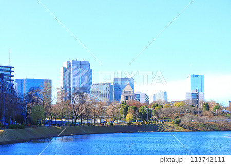 東京都千代田区永田町、国会議事堂の風景 113742111