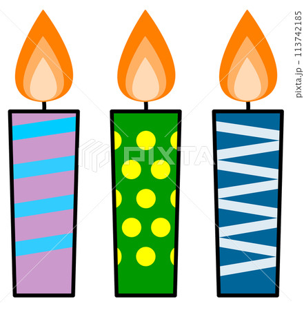 カラフルな蝋燭やキャンドルのイラスト カラフルな蝋燭やキャンドルのイラスト 113742185