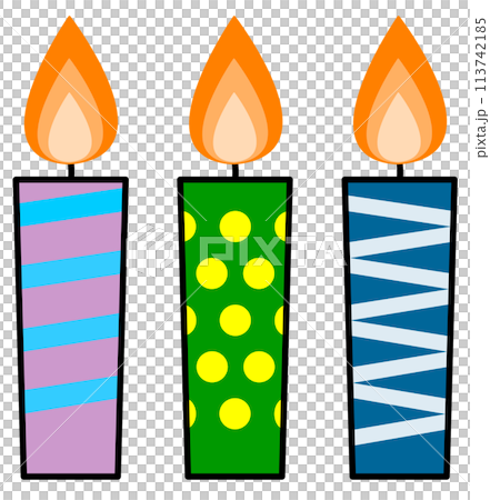 カラフルな蝋燭やキャンドルのイラスト カラフルな蝋燭やキャンドルのイラスト 113742185