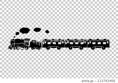 おもちゃ風のSL C62と客車の切り抜きイラスト 113742408