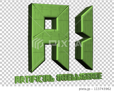 3DCG文字「AI(アーティフィシャルインテリジェンス)」グリーン,緑 3DCG文字「AI(アーティフィシャルインテリジェンス)」グリーン,緑 113743962