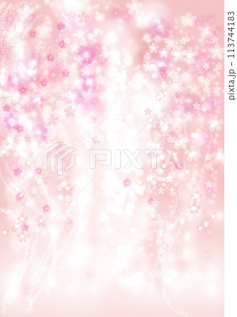 華やかなピンクと白の枝垂れ桜の背景 113744183