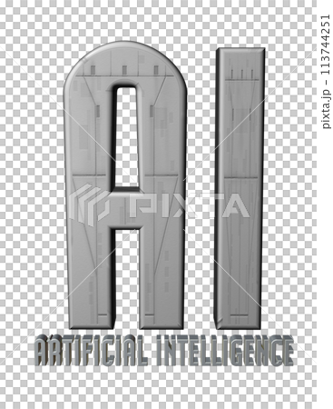 3DCG文字「AI(アーティフィシャルインテリジェンス)」シルバー,銀 3DCG文字「AI(アーティフィシャルインテリジェンス)」シルバー,銀 113744251