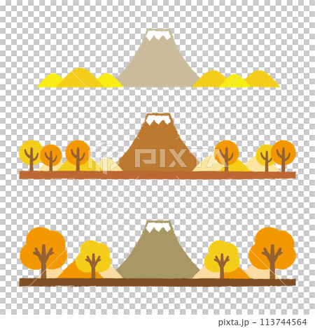 Crayon-style Mt. Fuji line material set for autumn 113744564