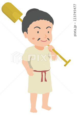 農具を持つ弥生時代の男性 113745477