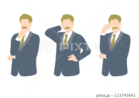 考え中、お手上げ、悩み中のビジネスパーソン・経営者上半身 考え中、お手上げ、悩み中のビジネスパーソン・経営者上半身 113745641