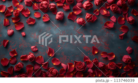 バラの背景フレーム バラの背景フレーム 113746039
