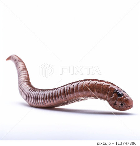 Beautiful big wild earthworm looking forward is shown in full length, Ai generated 113747886