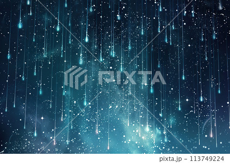 Generative ai on theme of beautiful starfall in sky, bright meteorites glow in atmosphere Generative ai on theme of beautiful starfall in sky, bright meteorites glow in atmosphere 113749224