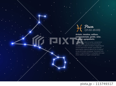 pisces zodiacal constellation with bright stars pisces zodiacal constellation with bright stars 113749317