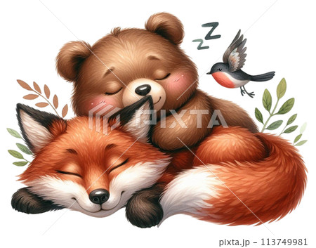 bear sleeps with the fox bear sleeps with the fox 113749981