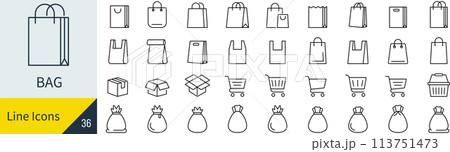 ベクターのバッグの線画アイコンセット 113751473