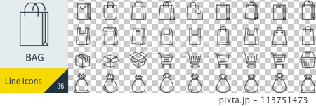 Vector bag line icon set 113751473