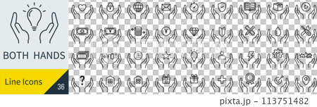 Vector set of two hands line drawing icons 113751482