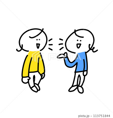 楽しそうに会話する女性達　シンプルで可愛い線画イラスト 113751844
