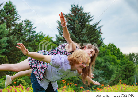 Couple having fun together outdoor. Couple having fun together outdoor. 113752740
