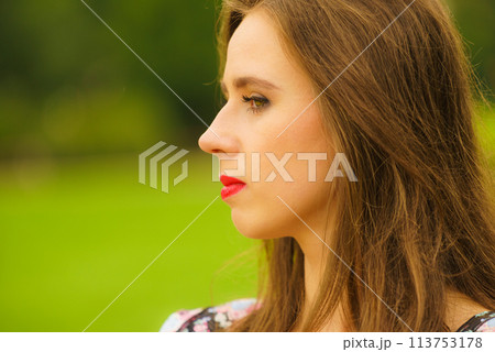 Woman being displeased Woman being displeased 113753178