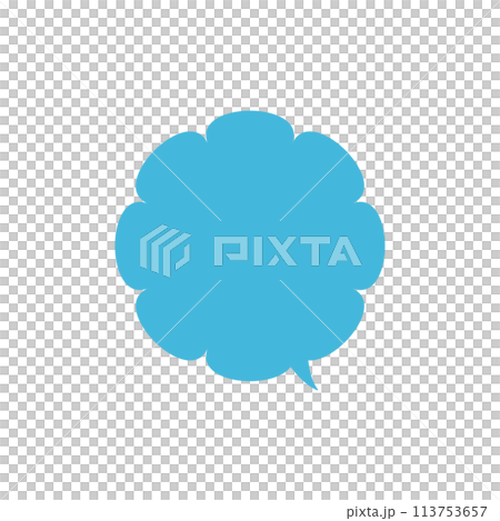 Simple light blue fluffy speech bubble_no main line_right facing single item 113753657