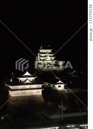 福山城のライトアップで光輝く 113754139